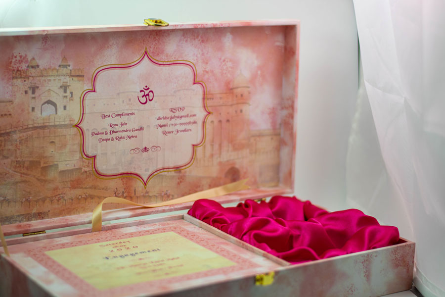 Rigid Box Packaging Inside Premium Wedding Card